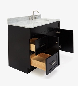 Meuble sous-vasque de salle de bain Felix 43 pouces à étalage à droite, marque distributeur, uniquement le meuble, 4 options de finition, vente en gros, usine du Vietnam - Product Image 4