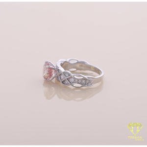 Anillo de Compromiso con Nudo Celta y Diamante Rosa Cultivado en Laboratorio, Corte Redondo, en Oro Blanco de 14K, Anillo de Promesa Vintage para Mujer - Product Image 3