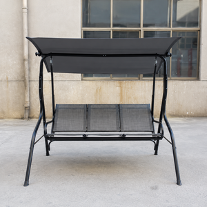 WALIA STEEL CRAFT Modern Outdoor Patio <b>Swing</b> Bench Canopy Black Metal <b>Frame</b> 3 Seater Garden Porch Balcony Relaxing Furniture - Product Image 6