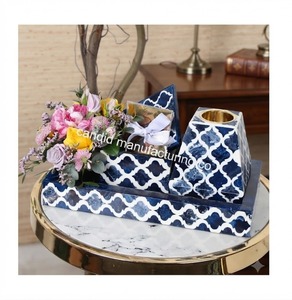 Quemador de incienso de resina hecho a mano en azul y blanco, bandeja para incienso, fragancia de Oud, ecológico, regalo de Ramadán, aromaterapia religiosa - Product Image 2