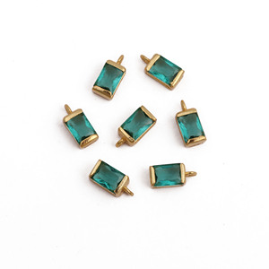 Gold Plated Rectangle Apatite Quartz Charms <b>Emerald</b> Cut Channel Setting Jewelry <b>Pendants</b> Unisex Classic Style - Product Image 2