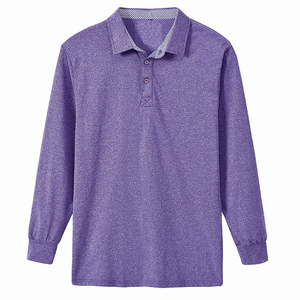 Polo à manches longues sur mesure en mélange coton/polyester, t-shirts polo à manches longues ajustés pour hommes - Product Image 2