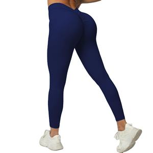 Leggings Deportivos de Cintura Alta para Mujer con Efecto Push-Up, Pantalones Ajustados de Cintura Alta con Espalda en V y Color Sólido para Deporte - Product Image 1