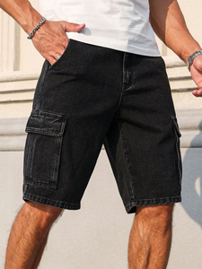 Pantalones Cortos Personalizados para Hombre, de Algodón Lavado a la Piedra, Estampados, Ajustados, con Diseño Hip Hop, Premium, Desgastados - Product Image 3