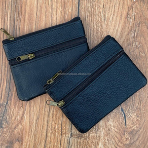 Nuevo bolso personalizado de dos cremalleras de cuero genuino para mujer, Mini monedero personalizado de cuero Real, billetera pequeña, estuches para tarjetas de crédito - Product Image 4