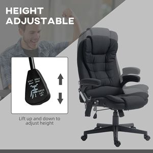 Black Linen High Back Office Chair <b>Vibrating</b> Massage Heat Padded Armrests <b>Remote</b> Control Traditional Executive Chair Made PU - Product Image 5