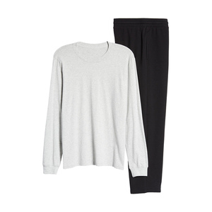 <b>Men</b> Knitted Long Sleeve <b>Pajama</b> <b>Set</b> Solid Color Cotton Sleepwear Casual Autumn Wear 2 Piece Nightwear <b>Set</b> - Product Image 4