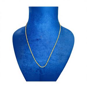 Élégante Chaîne torsadée en or massif 22 carats avec accents en forme de barillet, Collier en or jaune véritable certifié BIS, Bijou - Product Image 1