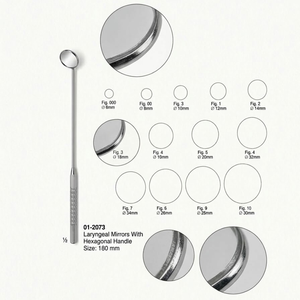 Miroir laryngé avec manche hexagonal - Instrument de diagnostic ORL en acier inoxydable - Miroir dentaire buccal avec poignée antidérapante - Product Image 2