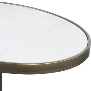 Mesa Auxiliar Redonda Moderna para Sofá con Base Curva Abierta, Estructura Delgada de Soporte y Superficie Elevada, Ideal para Bares Modernos - Product Image 5