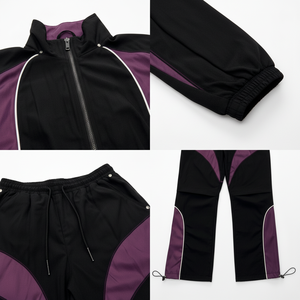 Unisex Sporty Tracksuit Set Full Sleeve Color Blocking Design Breathable Polyester Autumn Wear Regular Fit With Side Pockets - Product Image 5