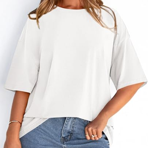 Camiseta Oversize para Mujer, Blusa Casual Holgada para Salir, Camisa de Manga Corta con Hombros Caídos para Uso Diario y Estilo Urbano - Product Image 6