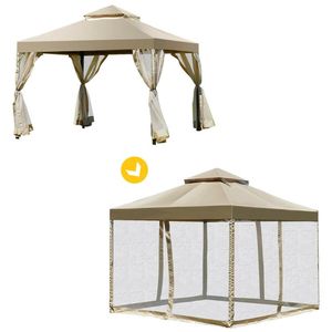 Gazebo de 2 Niveles para Exteriores de 3 Metros x 3 Metros con Estructura sin Tornillos, Pérgola, Refugio - Product Image 1