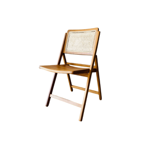 Chaise de salle à manger pliable Virox en teck massif avec dossier croisé au design moderne pour la salle à manger et le salon - Product Image 1