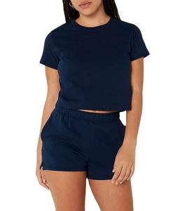 Nouveautés de l'été, vêtements en coton décontractés personnalisés pour femmes, ensemble 2 pièces, t-shirt et short - Product Image 1