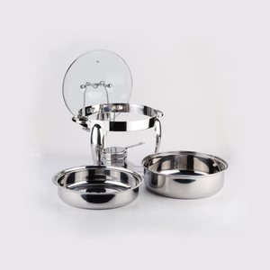 Recipiente para Calentar Comida Tipo Buffet, Portátil, de Acero Inoxidable, con Tapa de Vidrio y Asas - Product Image 3