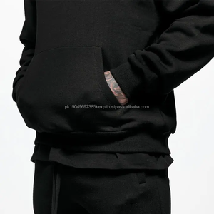 Nouveau bouton pression à la mode 450gsm sweat à capuche lourd français éponge box fit sweat à capuche goutte épaule hommes sweat à capuche surdimensionné - Product Image 5