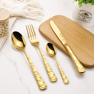 Golden Flatware Set Stainless Steel Cutlery Spoon <b>Fork</b> Knife Decorative Utensils for Wedding Dinner Tableware Hotel Restaurant - Product Image 5