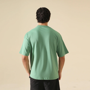 Men's <b>Green</b> O-Neck Short Sleeve T-Shirt Solid Color Casual Knitted Jersey Blank Design - Product Image 2