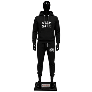 Ensemble survêtement décontracté en coton noir pour homme : sweat à capuche et pantalon de jogging à manches longues avec cordon de serrage – Idéal pour l'automne - Product Image 1