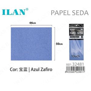 Papel de Seda Azul Zafiro Ilan 50x66cm 10uds - Product Image 1