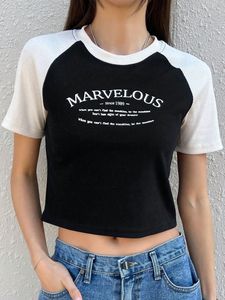 Camiseta de Moda Personalizada al por Mayor para Mujer, Diseño Casual en Contraste Blanco y Negro, Corte Ajustado, Talla Grande - Product Image 6