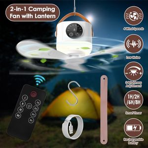 Lanterna da Campeggio LED 2-in-1 con Telecomando, 4 Velocità del Vento, 3 Livelli di Luminosità, Funzione Timer, Ventilatore Ricaricabile 7200mAh - Product Image 2