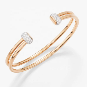 Elegante Brazalete Abierto de Doble Banda con Diamantes Cultivados en Laboratorio, Joyería Fina Moderna y Minimalista, Obra Maestra de Diseñador de Lujo - Product Image 4