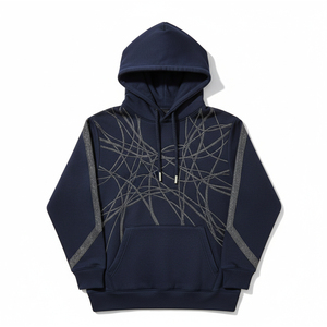 Sudadera con capucha al por mayor para hombre, con gráfico de diamantes de imitación, estilo Y2K, diseño de telaraña, de forro polar grueso, tipo chándal - Product Image 1