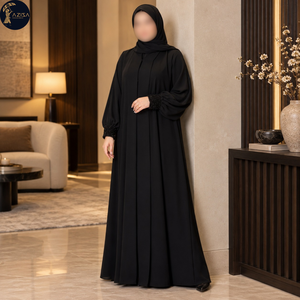 Robe Abaya à manches perlées pour femmes avec manches structurées, tissu fluide et élégant, robe islamique modeste |   Vêtements chics et raffinés pour les occasions spéciales - Product Image 2