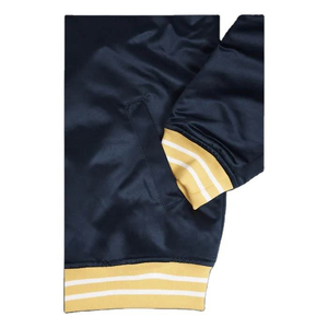 Wholesale Blank Custom Logo Baseball Baseball-collar <b>Bomber</b> Ribbed Hem Satin Shell <b>Varsity</b> <b>Jacket</b> For <b>Men's</b> <b>Jackets</b> - Product Image 6
