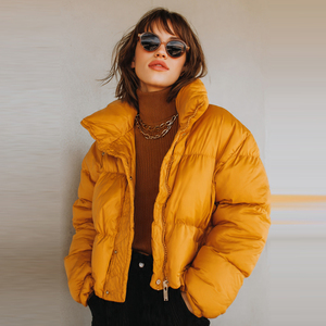 เสื้อแจ็คเก็ตหนาสำหรับฤดูหนาวผู้หญิง คอตั้ง เสื้อโค้ทกันหนาวแบบพองตัวสำหรับผู้หญิง เสื้อแจ็คเก็ตพัฟเฟอร์สำหรับฤดูใบไม้ร่วงและฤดูหนาวผู้หญิง มีฮู้ด - Product Image 6