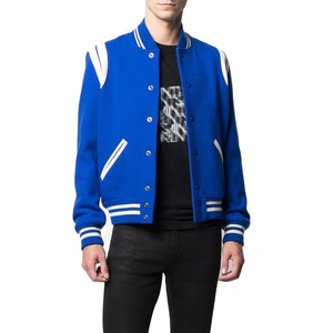Custom High Quality Winter Wool Corduroy Varsity Bomber <b>Jacket</b> Men Stand Vintage Embroidery <b>Patchwork</b> Front Contrast Sleeve - Product Image 4