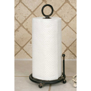 Porte-serviettes en papier en fer forgé artisanal, distributeur de rouleaux de papier de cuisine décoratif en métal avec base et design à déchirement manuel - Product Image 2