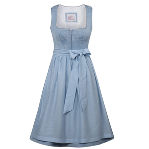 Vestido Midi Azul Claro para Mujer, Corte en A, Sin Mangas, Cuello Cuadrado, Tejido de Algodón, con Cinturón, Dobladillo Evase, Estilo Casual de Primavera - Product Image 1