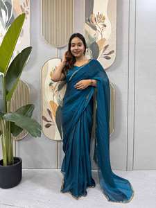 Robe de soirée élégante en soie avec perles, dentelle et travail de latkan - Product Image 2