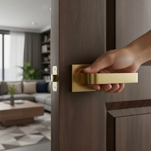 Manija de Puerta Moderna de Latón de Primera Calidad |   Manija Cuadrada Minimalista con Diseño de Rosa para Hogares de Lujo, Hoteles e Interiores de Diseño - Product Image 5