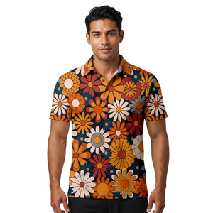 Camiseta de Punto de Manga Corta con Estampado Floral para Hombre, Estilo Golf Casual, de Secado Rápido - Product Image 3