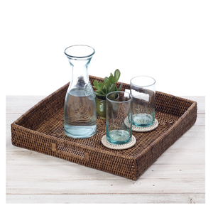 Bandeja de Servir de Ratán Premium Hecha a Mano con Asa de Madera Sólida, Mimbre Natural Ecológico para Té, Café, Comedor, Diseño Rústico - Product Image 2