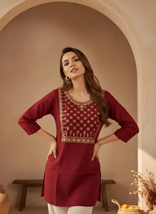 ชุดคุर्ติทรงตรงปักลายทันสมัยสำหรับผู้หญิง ชุดลำลองแบบแห้งเร็ว ชุดสั้นสำหรับโอกาสพิเศษ - Product Image 5