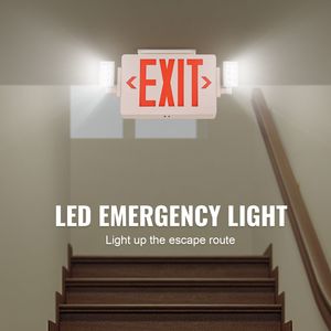 Luce di Emergenza a LED per Uscita di Sicurezza con Batteria di Backup, Uso Interno, 5W, Combo Rosso, Illuminazione per Uscita Antincendio, Design a Due Teste - Product Image 6