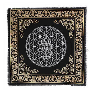 Indian Temple Cotton Fabric Screen Printed Table Cover Altar Cloth Aasan Cloth Banquet Table Cloths <b>Square</b> Striped Alter Clothes - Product Image 1