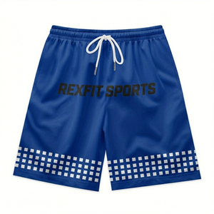 REXFIT SPORTS กางเกงขาสั้นออกกำลังกายสีชมพูสำหรับผู้ชาย ผลิตตามสั่ง พิมพ์โลโก้ เหมาะสำหรับการฝึกซ้อม วิ่ง และฟิตเนส - Product Image 4