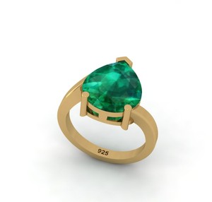 Best Selling 18K Gold Plated 925 <b>Silver</b> 8x10mm Pear Cut <b>Emerald</b> Quartz Gemstone Prong Set Engagement <b>Ring</b> Fine Jewelry For Women - Product Image 2