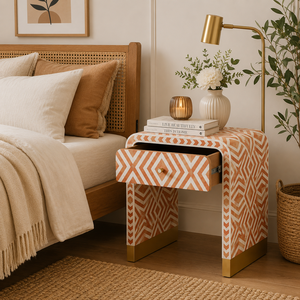 2026 New Arrival Resin Bone Inlay Nightstand With <b>Drawer</b> Modern End <b>Table</b> Artisan <b>Side</b> <b>Table</b> Premium Accent <b>Table</b> For Home Hotel - Product Image 3