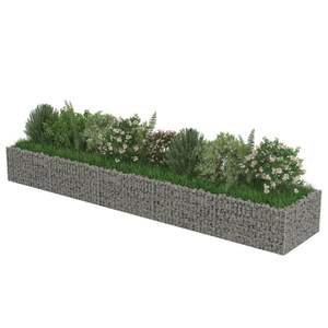 Jardinière surélevée en gabion en acier galvanisé argenté 177,2 x 35,4 x 19,7 po – Pots et jardinières - Product Image 4