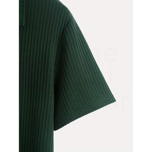 Camiseta de Manga Corta para Hombre, Tejida en Poliéster, Color Sólido, Secado Rápido, Estilo Casual, Largo Regular, Verde Oscuro - Product Image 4