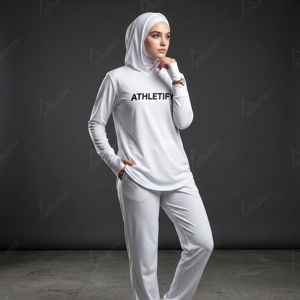 Women's Sports Hoodie Hoodjab Inner Head Cover Customizable Label Logo and Fit Breathable Gym Pullover with Athletic Thumb Slots - Product Image 1