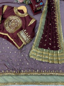 Indian Trending Beautiful Designer Saree Faux Georgette Impresión digital Trabajo Saree para mujeres Fiesta y boda Desgaste al por mayor - Product Image 2
