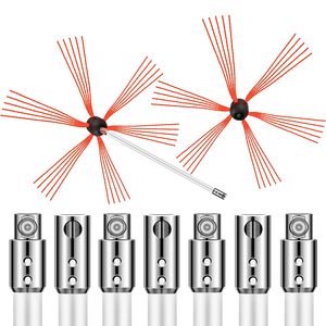 Kit per la Pulizia del Camino da 26FT con Manico, 8 Aste Flessibili in Nylon, 2 Teste di Spazzola Rotanti in Materiale PP per la Pulizia del Camino - Product Image 1